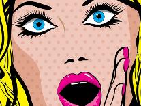 Pop Art Woman Winks. Vector Illustration. Happy Winking Young Woman.-Gal Amar-Mounted Art Print