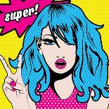 Pop Art Woman Winks. Vector Illustration. Happy Winking Young Woman.-Gal Amar-Mounted Art Print