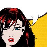 Pop Art Woman Winks. Vector Illustration. Happy Winking Young Woman.-Gal Amar-Mounted Art Print