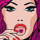 Pop Art Woman Winks. Vector Illustration. Happy Winking Young Woman.-Gal Amar-Mounted Art Print