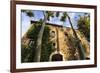 Gala Dali Castle Museum facade amidst tall trees, medieval home of Salvador Dali, Pubol, Baix Empor-Eleanor Scriven-Framed Photographic Print