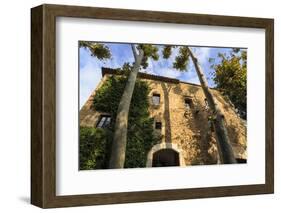 Gala Dali Castle Museum facade amidst tall trees, medieval home of Salvador Dali, Pubol, Baix Empor-Eleanor Scriven-Framed Photographic Print