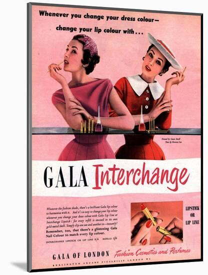 Gala of London Lipsticks Lipstick Dresses Hats Womens Make-Up Makeup To For, UK, 1950-null-Mounted Giclee Print