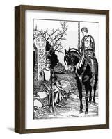Galahad Meets Melyas De Lyle, Illustration from 'The Story of the Grail and the Passing of King Art-Howard Pyle-Framed Giclee Print