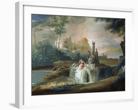 Galant Scene of Shepherds in an Imaginary Landscape-Giuseppe Bernardino Bison-Framed Giclee Print