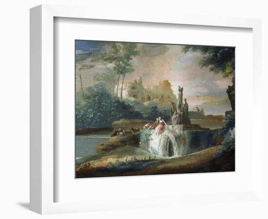 Galant Scene of Shepherds in an Imaginary Landscape-Giuseppe Bernardino Bison-Framed Giclee Print