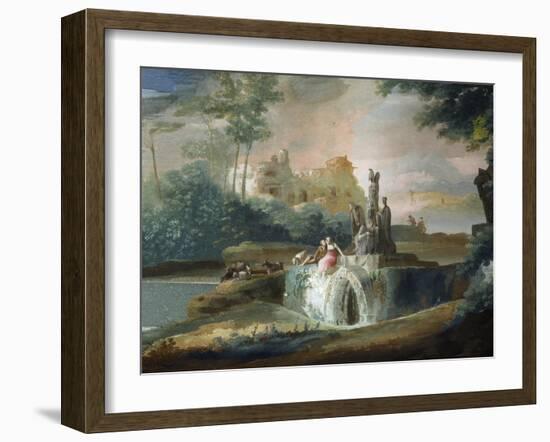 Galant Scene of Shepherds in an Imaginary Landscape-Giuseppe Bernardino Bison-Framed Giclee Print