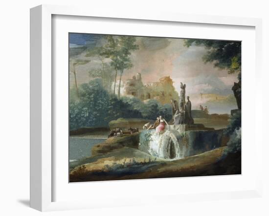 Galant Scene of Shepherds in an Imaginary Landscape-Giuseppe Bernardino Bison-Framed Giclee Print