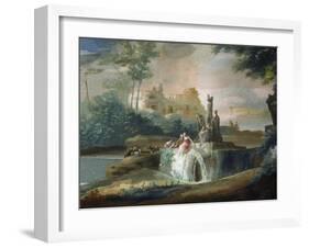 Galant Scene of Shepherds in an Imaginary Landscape-Giuseppe Bernardino Bison-Framed Giclee Print