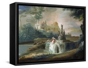 Galant Scene of Shepherds in an Imaginary Landscape-Giuseppe Bernardino Bison-Framed Stretched Canvas