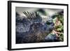 Galapagos, Ecuador, Santa Cruz Island. Marine Iguana and Succulents-Mark Williford-Framed Photographic Print