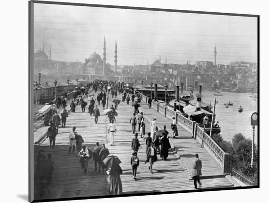 Galata Bridge Spanning Golden Horn to Blue Mosque-null-Mounted Photographic Print