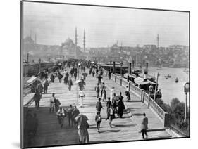 Galata Bridge Spanning Golden Horn to Blue Mosque-null-Mounted Photographic Print