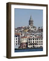 Galata Tower in Background, the Bosporus, Istanbul, Turkey, Europe-null-Framed Photographic Print