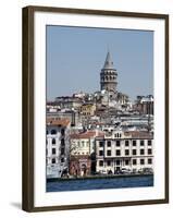 Galata Tower in Background, the Bosporus, Istanbul, Turkey, Europe-null-Framed Photographic Print