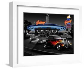 Galaxy Diner - Black and White-Helen Flint-Framed Art Print