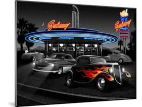 Galaxy Diner - Black and White-Helen Flint-Mounted Art Print