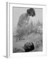 Gale Coffin with Her Finance Charles Gage Jr. on the Beach-Nina Leen-Framed Photographic Print
