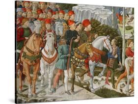 Galeazzo Maria Sforza, Duke of Milan, Extreme Left, on a Brown Horse-Benozzo di Lese di Sandro Gozzoli-Stretched Canvas