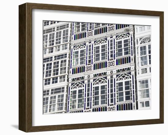 Galerias (Glass-Fronted Balconies) on Marina Avenue, La Coruna City, Galicia, Spain, Europe-Richard Cummins-Framed Photographic Print