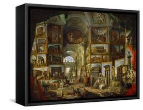 Galerie de vues de la Rome antique, painted 1756-57 for the Duc de Choiseul.-Giovanni Paolo Pannini-Framed Stretched Canvas