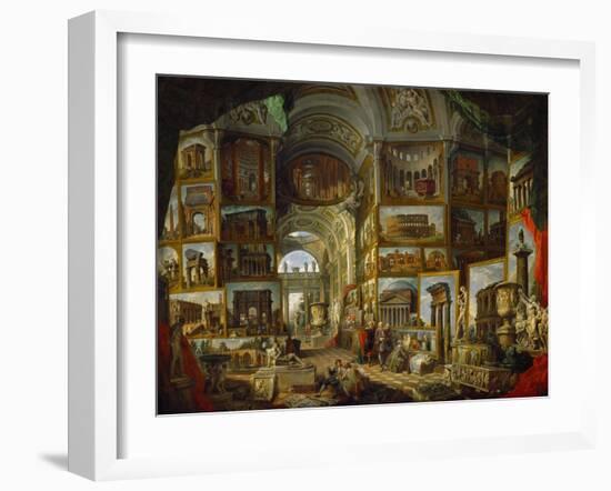 Galerie de vues de la Rome antique, painted 1756-57 for the Duc de Choiseul.-Giovanni Paolo Pannini-Framed Giclee Print
