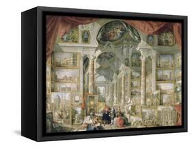 Galerie de vues de la Rome Moderne-Giovanni Paolo Pannini-Framed Stretched Canvas