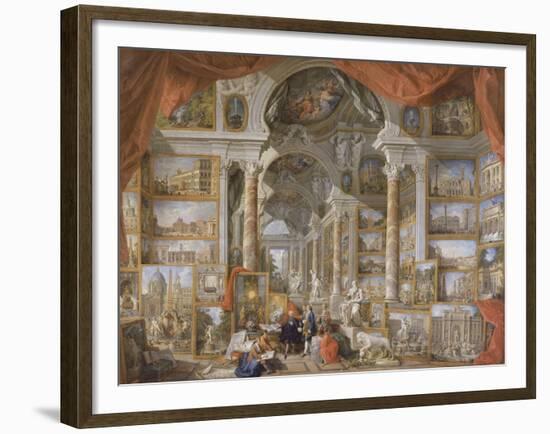 Galerie de vues de la Rome Moderne-Giovanni Paolo Pannini-Framed Giclee Print