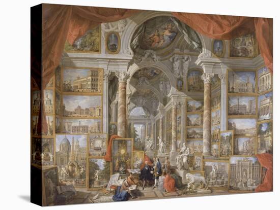 Galerie de vues de la Rome Moderne-Giovanni Paolo Pannini-Stretched Canvas