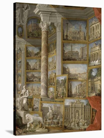 Galerie de vues de la Rome Moderne-Giovanni Paolo Pannini-Stretched Canvas