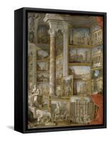 Galerie de vues de la Rome Moderne-Giovanni Paolo Pannini-Framed Stretched Canvas