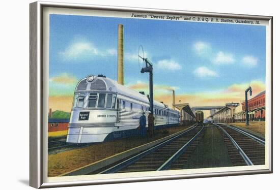 Galesburg, Illinois - Denver Zephyr Train at Station-Lantern Press-Framed Art Print