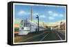 Galesburg, Illinois - Denver Zephyr Train at Station-Lantern Press-Framed Stretched Canvas