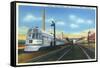 Galesburg, Illinois - Denver Zephyr Train at Station-Lantern Press-Framed Stretched Canvas