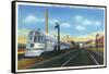 Galesburg, Illinois - Denver Zephyr Train at Station-Lantern Press-Framed Stretched Canvas