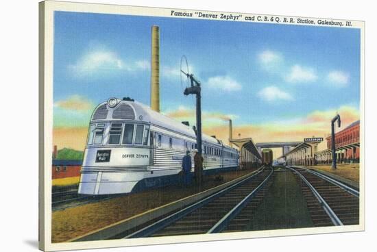 Galesburg, Illinois - Denver Zephyr Train at Station-Lantern Press-Stretched Canvas