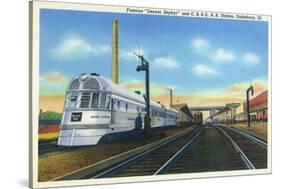 Galesburg, Illinois - Denver Zephyr Train at Station-Lantern Press-Stretched Canvas