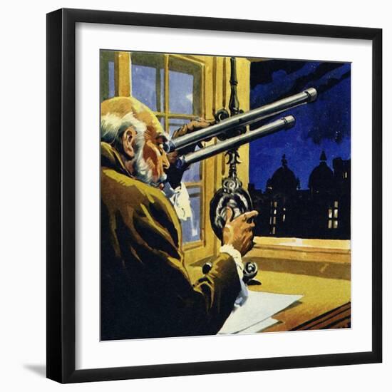 Galileo Created a Telescope and Discovered Four Satellites of Jupiter-null-Framed Giclee Print