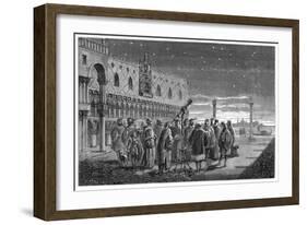 Galileo Demonstrating His Telescope, Venice, 1609-null-Framed Giclee Print