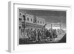 Galileo Demonstrating His Telescope, Venice, 1609-null-Framed Giclee Print