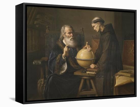 Galileo Galilei Demonstrating His New Astronomical Theories at the University of Padua-Felix Parra-Framed Stretched Canvas