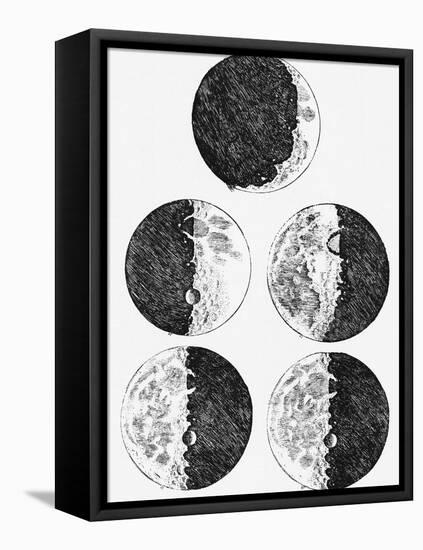 Galileo's Drawings of the Phases of the Moon-Stocktrek Images-Framed Stretched Canvas