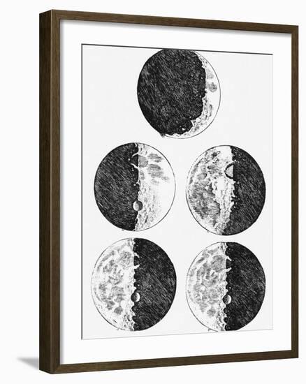 Galileo's Drawings of the Phases of the Moon-Stocktrek Images-Framed Photographic Print