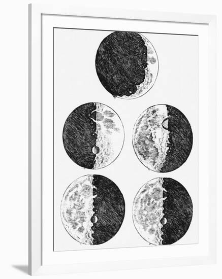 Galileo's Drawings of the Phases of the Moon-Stocktrek Images-Framed Photographic Print