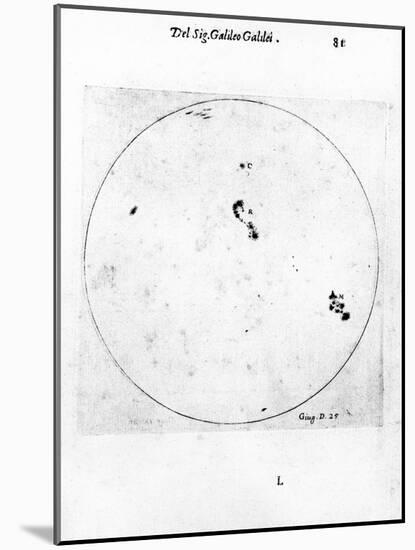 Galileo's Observation of Sunspots, 1613-Galileo Galilei-Mounted Giclee Print