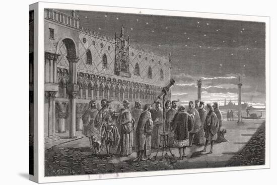 Galileo Shows the Satellites of Jupiter to Venetian Senators-Louis Figuier-Stretched Canvas