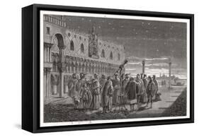 Galileo Shows the Satellites of Jupiter to Venetian Senators-Louis Figuier-Framed Stretched Canvas