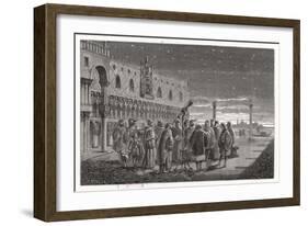 Galileo Shows the Satellites of Jupiter to Venetian Senators-Louis Figuier-Framed Art Print