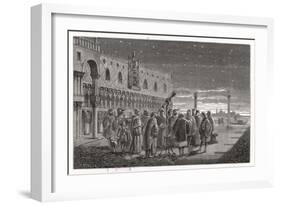 Galileo Shows the Satellites of Jupiter to Venetian Senators-Louis Figuier-Framed Art Print