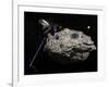 Galileo Spacecraft Discovering Asteroid 243 Ida and its Moon, Dactyl-null-Framed Art Print